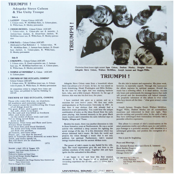 Steve Colson & The Unity Troupe - Triumph! | Universal Sound (USLP40) - 2