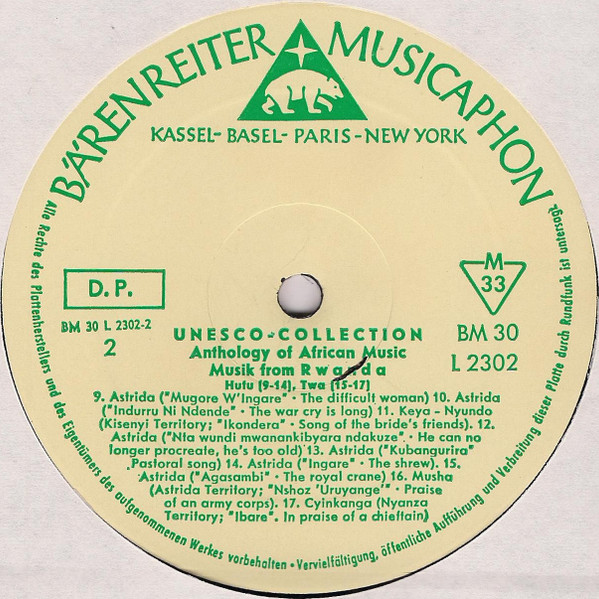 Tutsi / Hutu / Twa - Music From Rwanda | Bärenreiter-Musicaphon (BM 30 L 2302) - 4