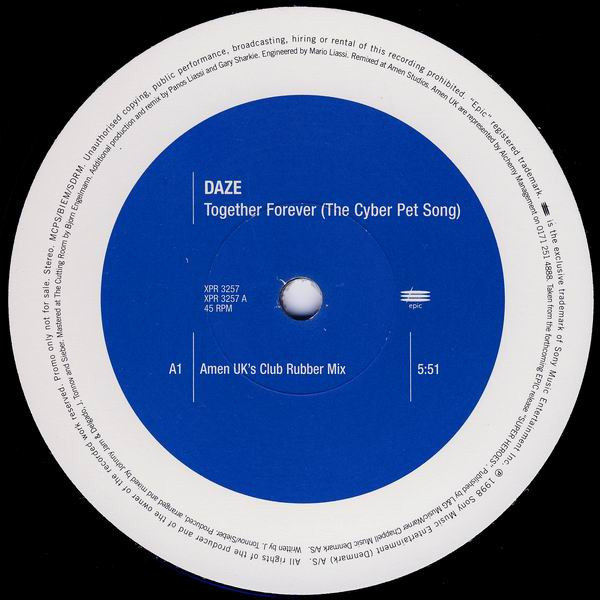 Daze - Together Forever (The Cyber Pet Song) (Amen UK Mixes) | Epic (XPR3257) - 3