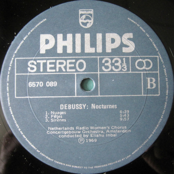 Claude Debussy , Concertgebouworkest , Eliahu Inbal - La Mer / Trois Nocturnes | Philips (6570 089) - 4