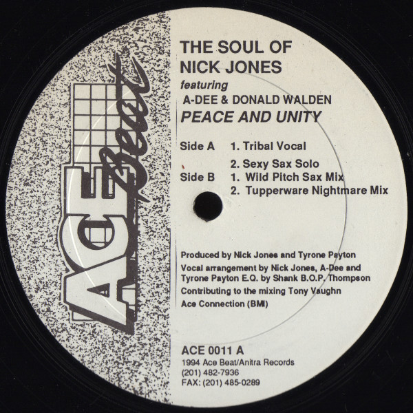 Nick Jones Featuring A' Dee & Donald Walden - Peace And Unity | Ace Beat Records (ACE 0011) - main