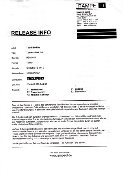 Todd Bodine - Tonetec 1.0 | Rampe D (RDM-014) - 2