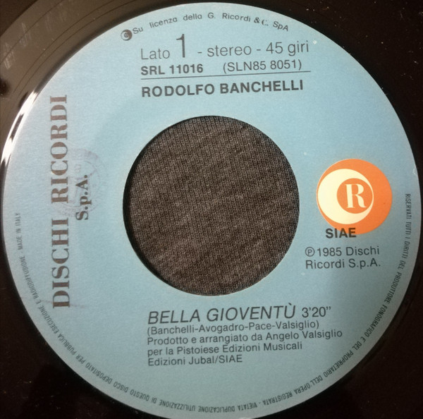 Rodolfo Banchelli - Bella Gioventù | Ricordi (SRL 11016) - 2