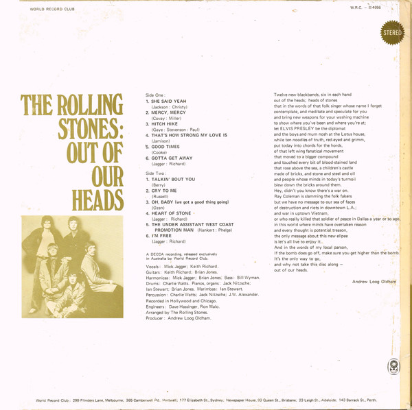 The Rolling Stones - Out Of Our Heads | World Record Club (S/4656) - 2