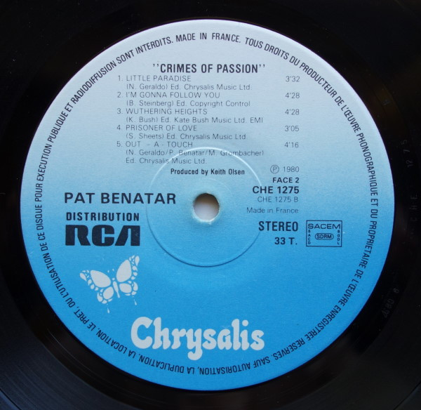 Pat Benatar - Crimes Of Passion | Chrysalis (CHE 1275) - 4