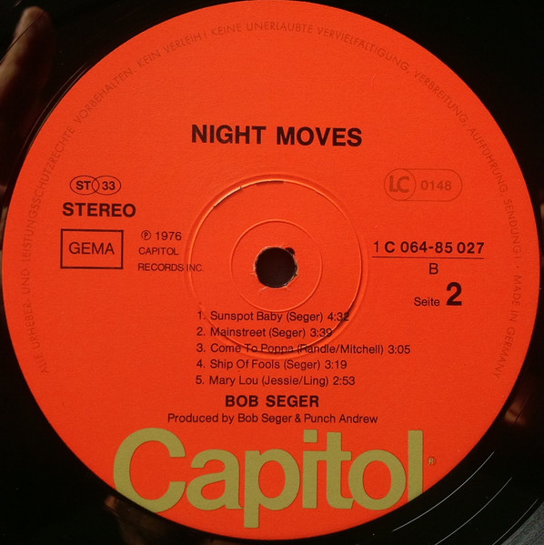 Bob Seger And The Silver Bullet Band - Night Moves | Capitol Records (1C 064-85 027) - 2