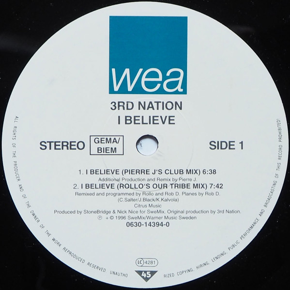 3rd Nation - I Believe | WEA (0630-14394-0)