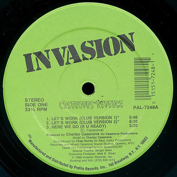 Casanova's Revenge - Let's Work | Invasion Recordings (PAL-7248)