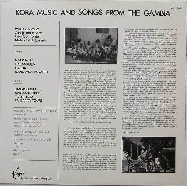 Konte Family - Mandinka Music: Kora Music And Songs From The Gambia | Virgin (VX 1006) - 2