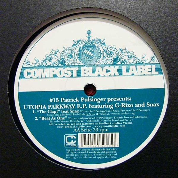 Patrick Pulsinger Featuring G. Rizo And Snax - Utopia Parkway E.P. | Compost Black Label (#15) - 2