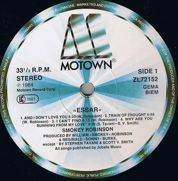 Smokey Robinson - Essar | Motown (ZL72152) - 3