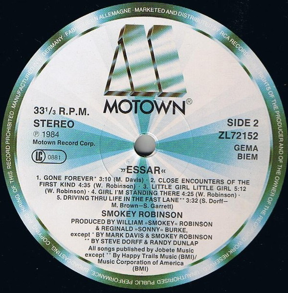Smokey Robinson - Essar | Motown (ZL72152) - 4