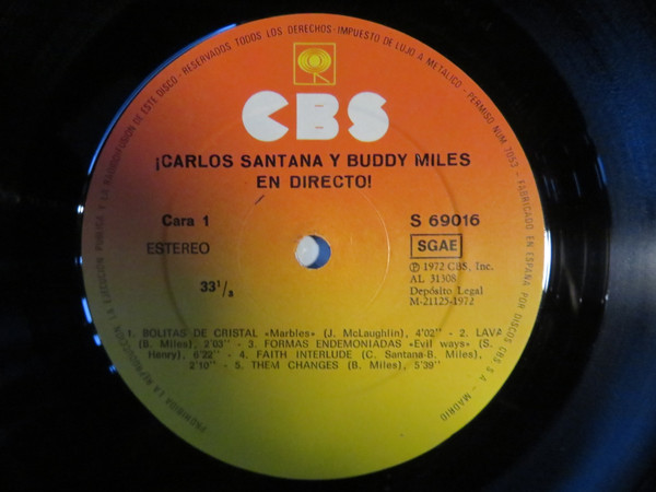 Carlos Santana Y Buddy Miles - ¡Carlos Santana Y Buddy Miles En Directo! | CBS (S 69016) - 4
