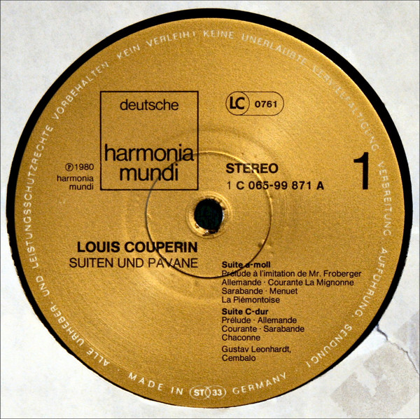 Louis Couperin - Gustav Leonhardt - Suiten Und Pavane | Deutsche Harmonia Mundi (1C 065-99 871) - 3 Louis Couperin - Gustav Leonhardt - Suiten Und Pavane | Deutsche Harmonia Mundi (1C 065-99 871) - 3