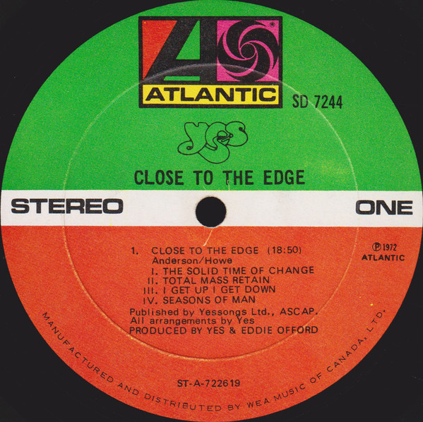 Yes - Close To The Edge | Atlantic (SD 7244) - 4