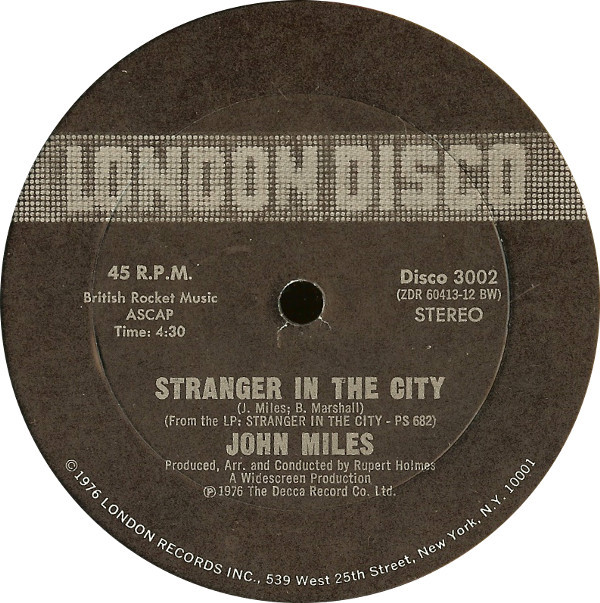 John Miles - Stranger In The City / Slowdown | London Disco (Disco 3002) - main