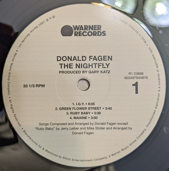 Donald Fagen - The Nightfly [Vinyl] | Warner Records (R1 23696) - 3