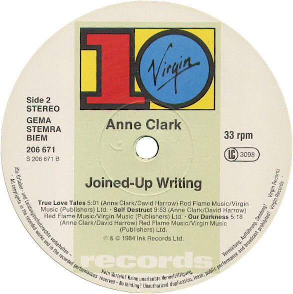 Anne Clark - Joined Up Writing | 10 Records (206 671) - 4 Anne Clark - Joined Up Writing | 10 Records (206 671) - 4