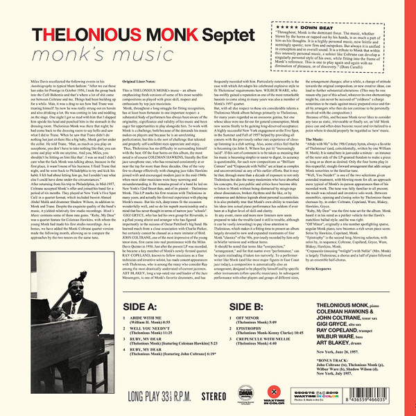 Thelonious Monk Septet - Monk's Music | WaxTime In Color (950676) - 2
