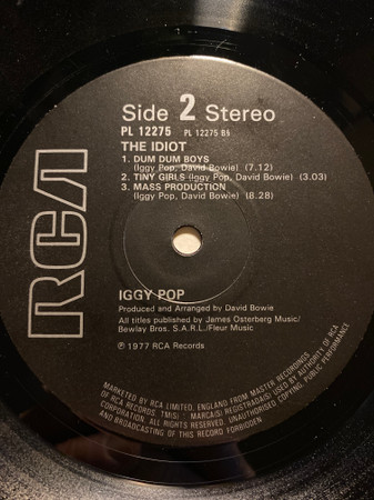Iggy Pop - The Idiot | RCA International (INTS 5172) - 4 Iggy Pop - The Idiot | RCA International (INTS 5172) - 4