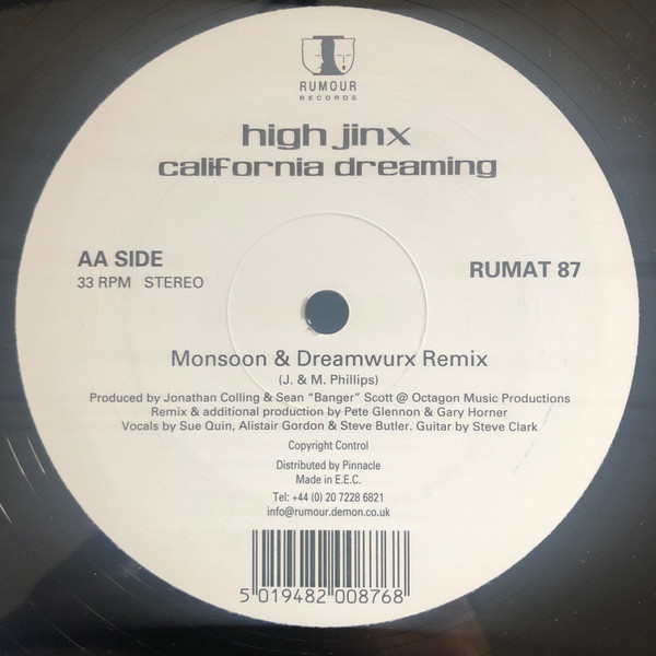 High Jinx - California Dreaming | Rumour Records (RUMAT 87) - 2
