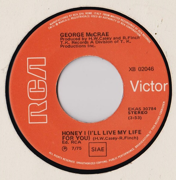 George McCrae - Honey - I'll Live My Life For You | RCA (XB 02046) - 3