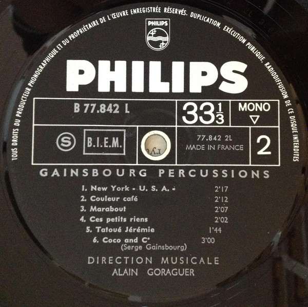 Serge Gainsbourg - Gainsbourg Percussions | Philips (B 77.842 L) - 4 Serge Gainsbourg - Gainsbourg Percussions | Philips (B 77.842 L) - 4