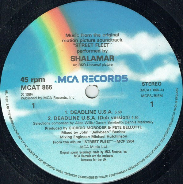 Shalamar /  Giorgio Moroder - Deadline U.S.A. / Deadline U.S.A. (Dub Version) / Knock Me On My Feet (Instrumental)  | MCA Records (MCAT 866)
