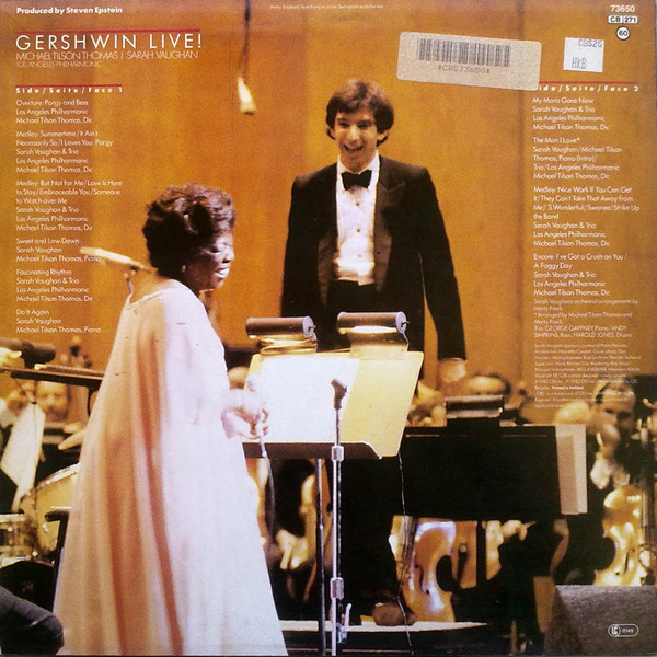 Michael Tilson Thomas , Sarah Vaughan , Los Angeles Philharmonic Orchestra - Gershwin Live! | CBS (73650) - 2 Michael Tilson Thomas , Sarah Vaughan , Los Angeles Philharmonic Orchestra - Gershwin Live! | CBS (73650) - 2
