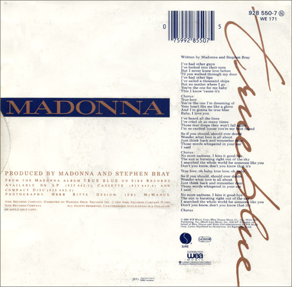 Madonna - True Blue (Remix/Edit) | Sire (928 550-7) - 2