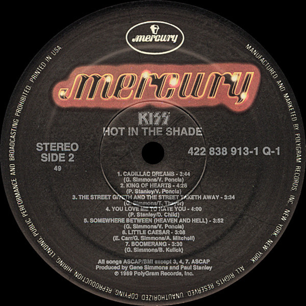 Kiss - Hot In The Shade | Mercury (838 913-1) - 4