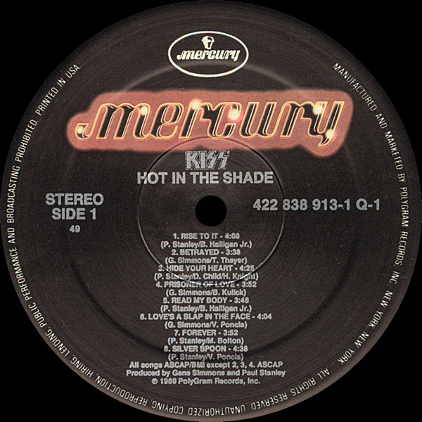 Kiss - Hot In The Shade | Mercury (838 913-1) - 3