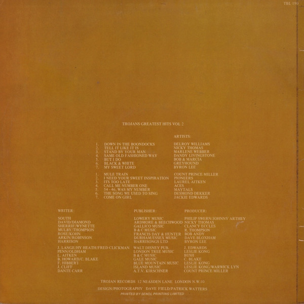 Various - Trojan's Greatest Hits Vol. 2 | Trojan Records (TBL 190) - 2 Various - Trojan's Greatest Hits Vol. 2 | Trojan Records (TBL 190) - 2