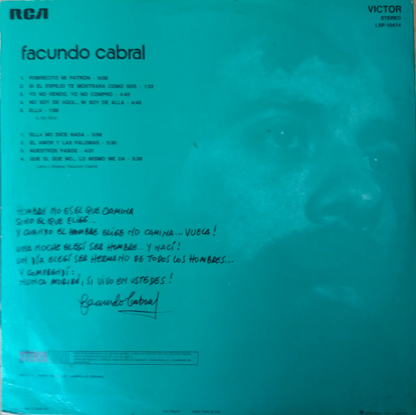 Facundo Cabral - Facundo Cabral | RCA Victor (LSP-10474) - 2 Facundo Cabral - Facundo Cabral | RCA Victor (LSP-10474) - 2