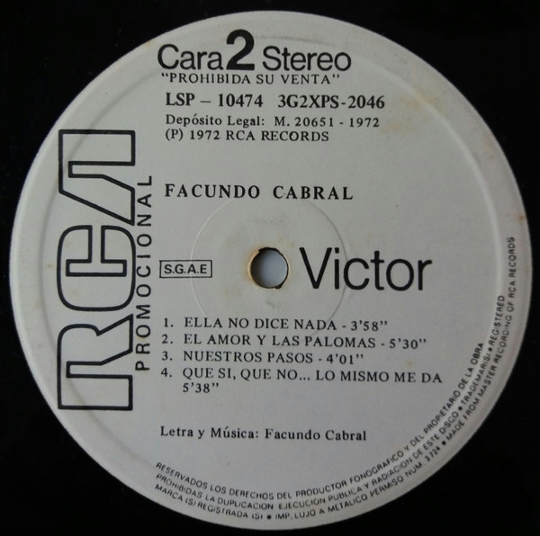 Facundo Cabral - Facundo Cabral | RCA Victor (LSP-10474) - 4 Facundo Cabral - Facundo Cabral | RCA Victor (LSP-10474) - 4