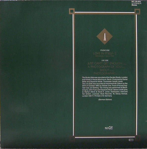 Depeche Mode - Love In Itself · 2 And Live Tracks | Mute (L 12 Bong 4) - 2