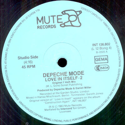 Depeche Mode - Love In Itself · 2 And Live Tracks | Mute (L 12 Bong 4) - 3
