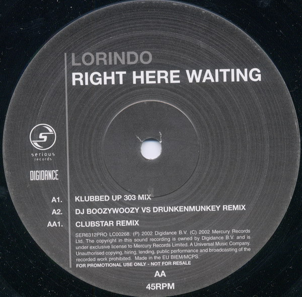 Lorindo - Right Here Waiting | Serious Records (SER6312PRO) - main