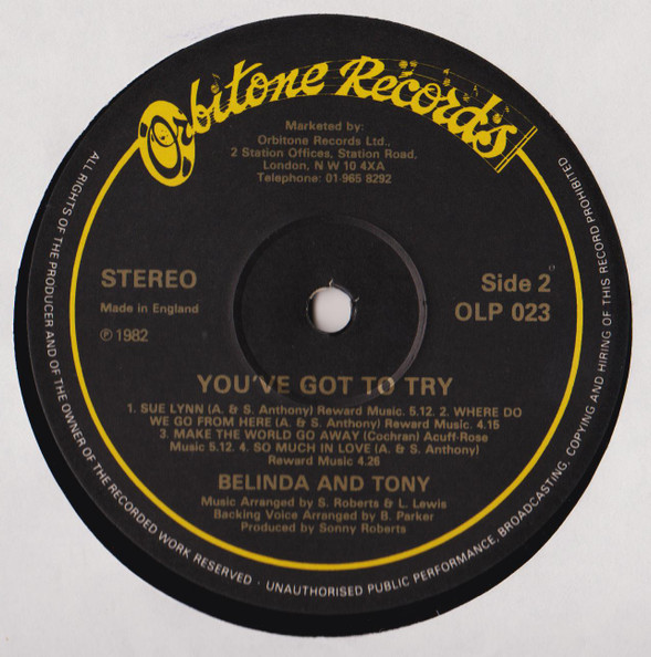 Belinda And Tony - You've Got To Try | Orbitone Records (OLP 023) - 4