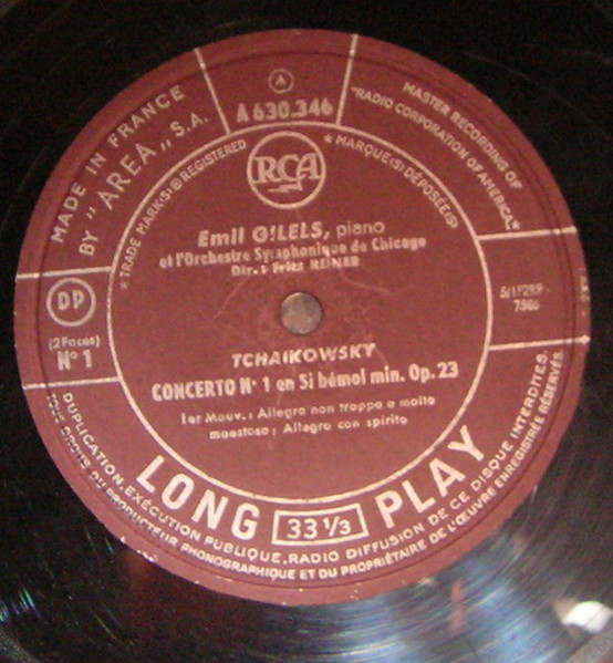 Pyotr Ilyich Tchaikovsky - Emil Gilels • Fritz Reiner • Chicago Symphony Orchestra - Concerto N° 1 En Si Bémol Mineur Op. 23 | RCA (630 346) - 4
