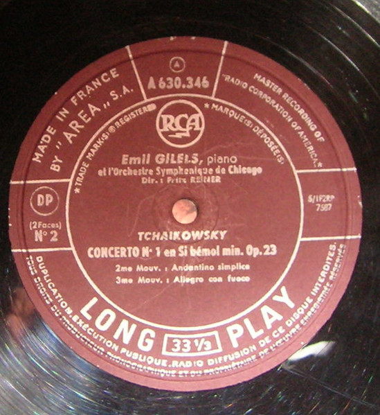 Pyotr Ilyich Tchaikovsky - Emil Gilels • Fritz Reiner • Chicago Symphony Orchestra - Concerto N° 1 En Si Bémol Mineur Op. 23 | RCA (630 346) - 3
