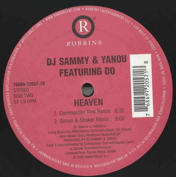 DJ Sammy & Yanou Featuring Do - Heaven | Robbins (76869-72057-1) - 4