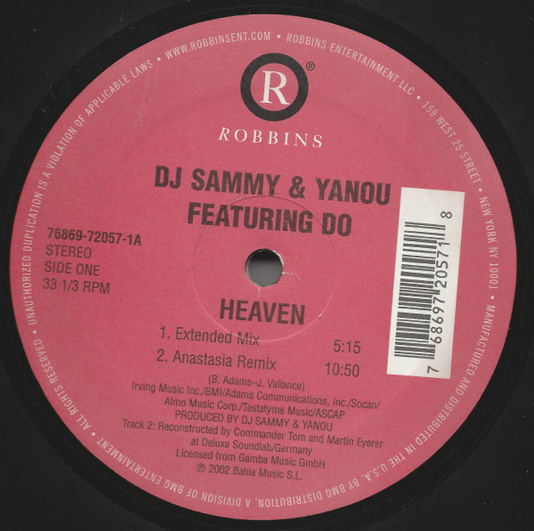 DJ Sammy & Yanou Featuring Do - Heaven | Robbins (76869-72057-1) - 3