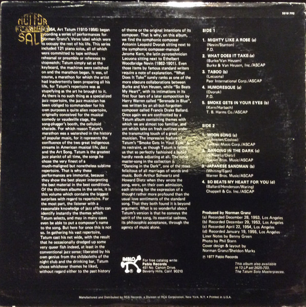 Art Tatum - The Tatum Solo Masterpieces, Vol. 7 | Pablo Records (2310 792) - 2