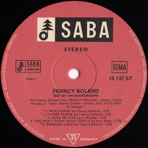 Francy Boland - Out Of The Background | SABA (SB 15 137 ST) - 4 Francy Boland - Out Of The Background | SABA (SB 15 137 ST) - 4