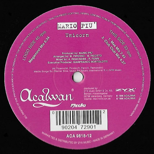 Mario Più - Unicorn | Acalwan (ACA 9818-12) - 2