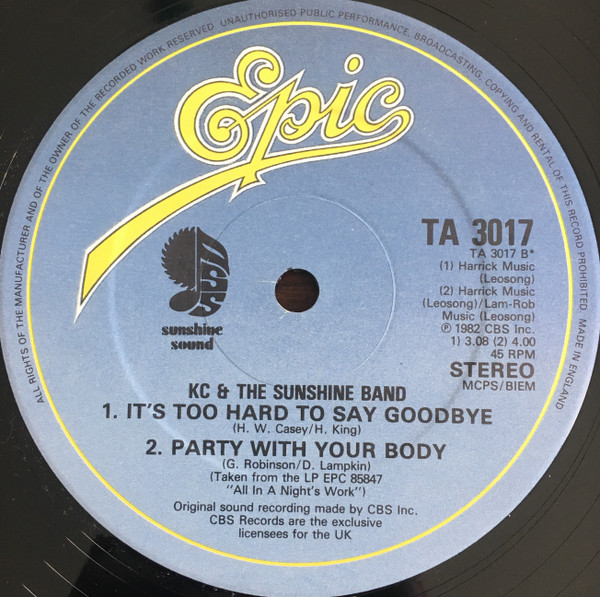 KC & The Sunshine Band - Give It Up | Epic (TA 3017) - 2