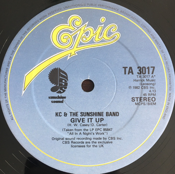 KC & The Sunshine Band - Give It Up | Epic (TA 3017) - main
