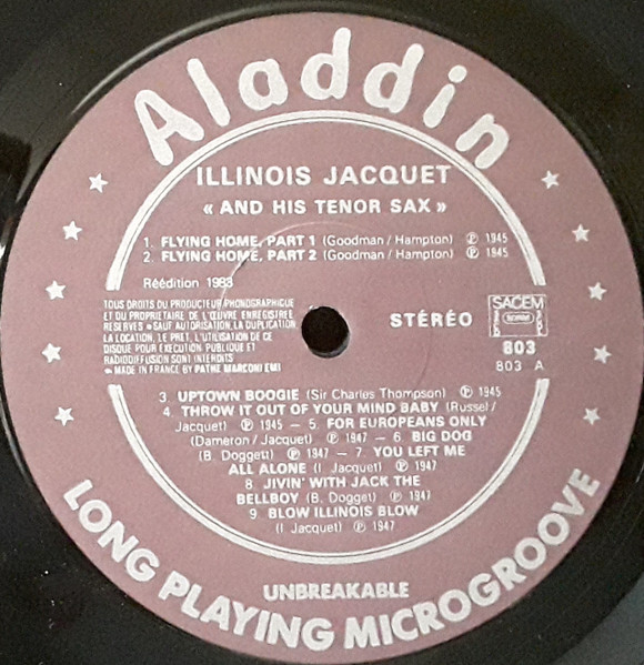 Illinois Jacquet - Illinois Jacquet And His Tenor Sax | Aladdin (803) - 3