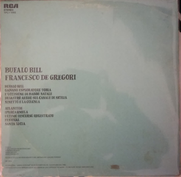 Francesco De Gregori - Bufalo Bill | RCA (TPL1-1192) - 2